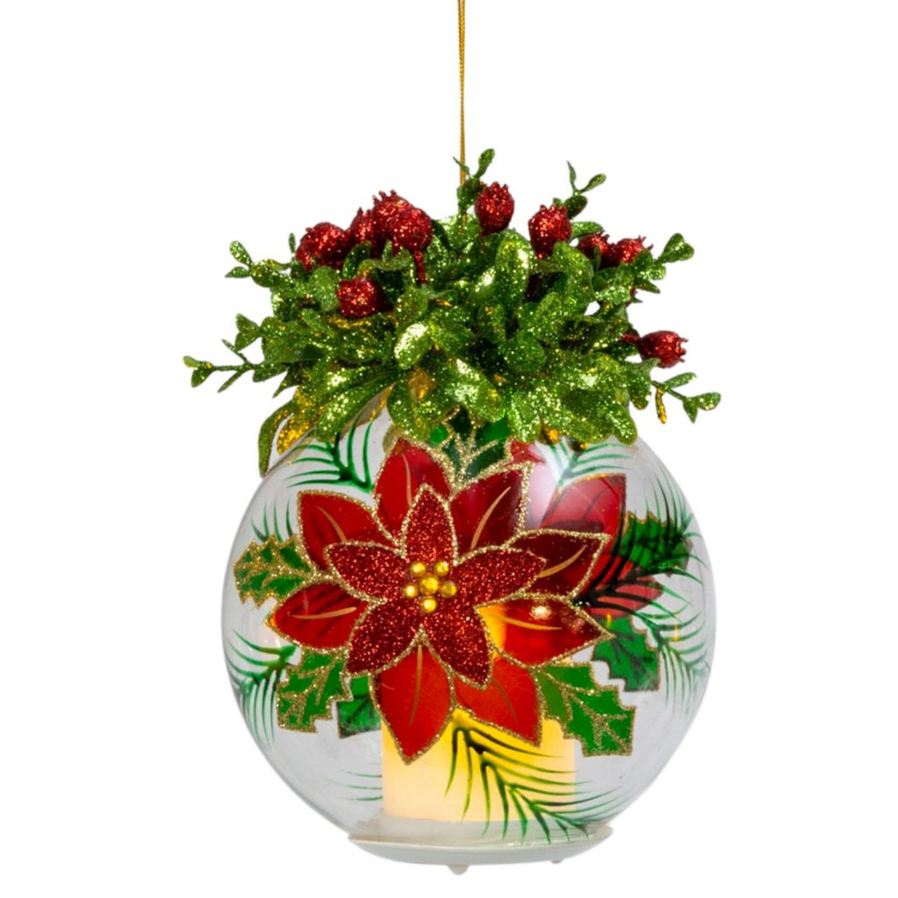 Painted Ornament. Christmas Ornament. Glass Ornament. Clear Ornament. Glass  Paint. Poinsettia Ornament. Poinsettia. Tree Trimming. 