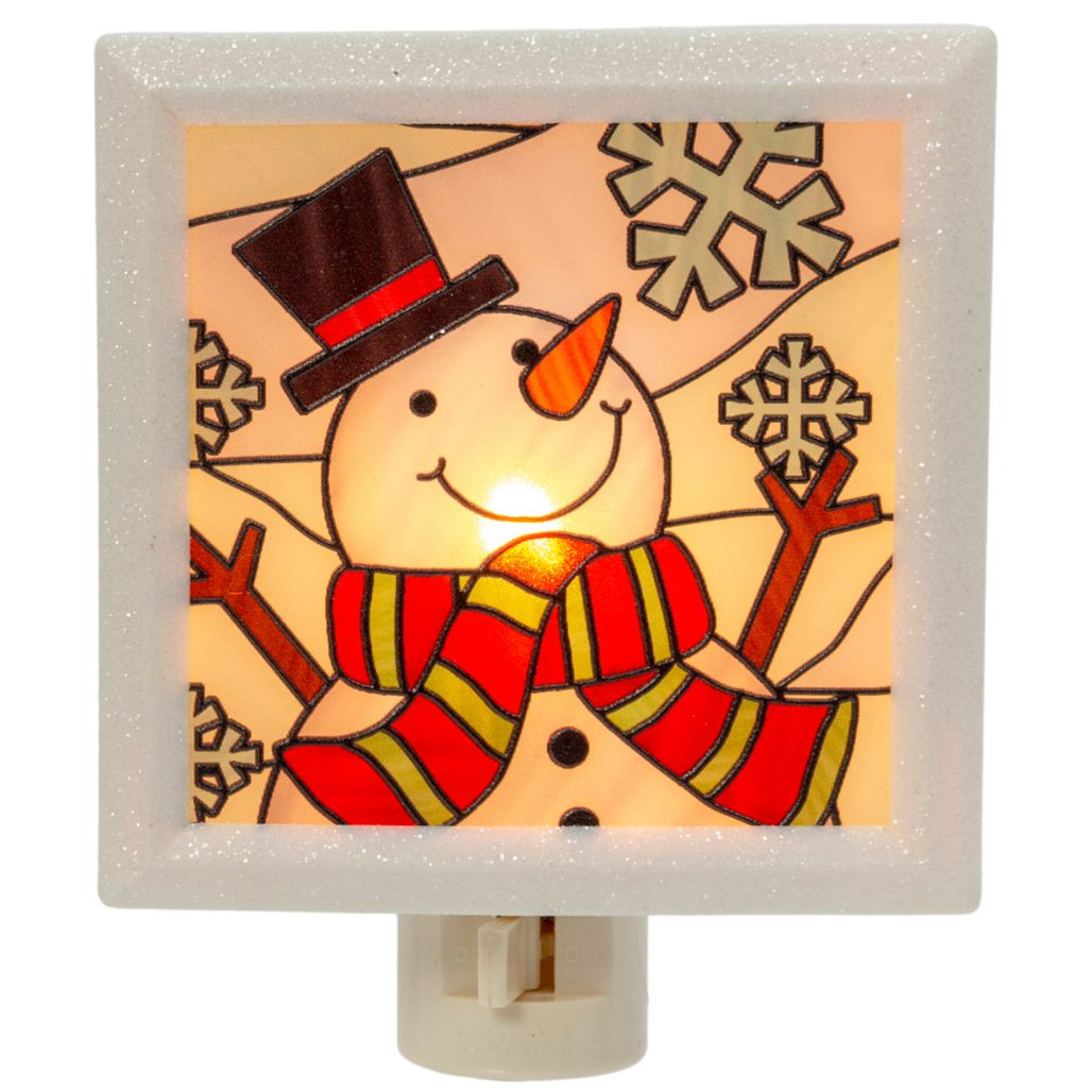 Stained Glass Snowman Night Light