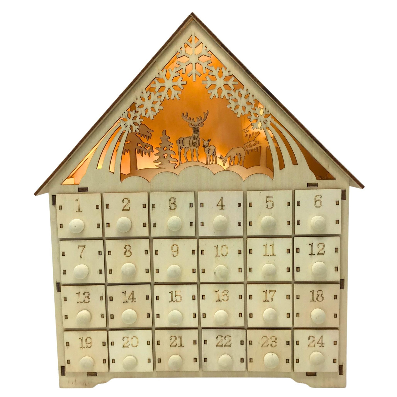 Woodland Deer LED Wood Advent Calendar