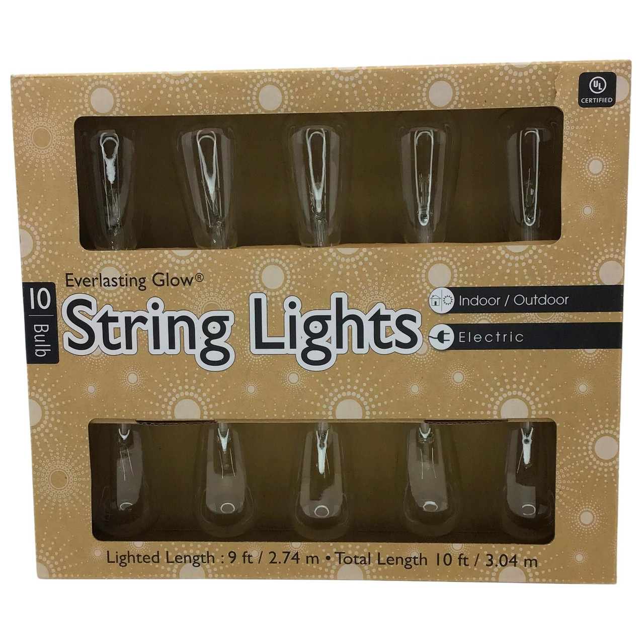 10 Incandescent Bulbs Brown Wire String Light Set