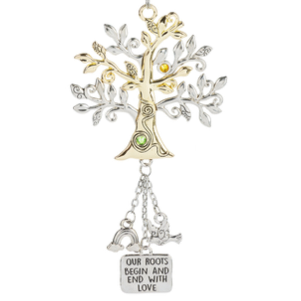 Tree Car Charm Ornament - Our Roots Begin And End With Love 
