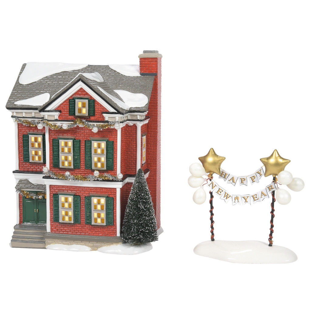 Department 56 - Original Snow Village - Ready For New Year's Eve Set of 2
