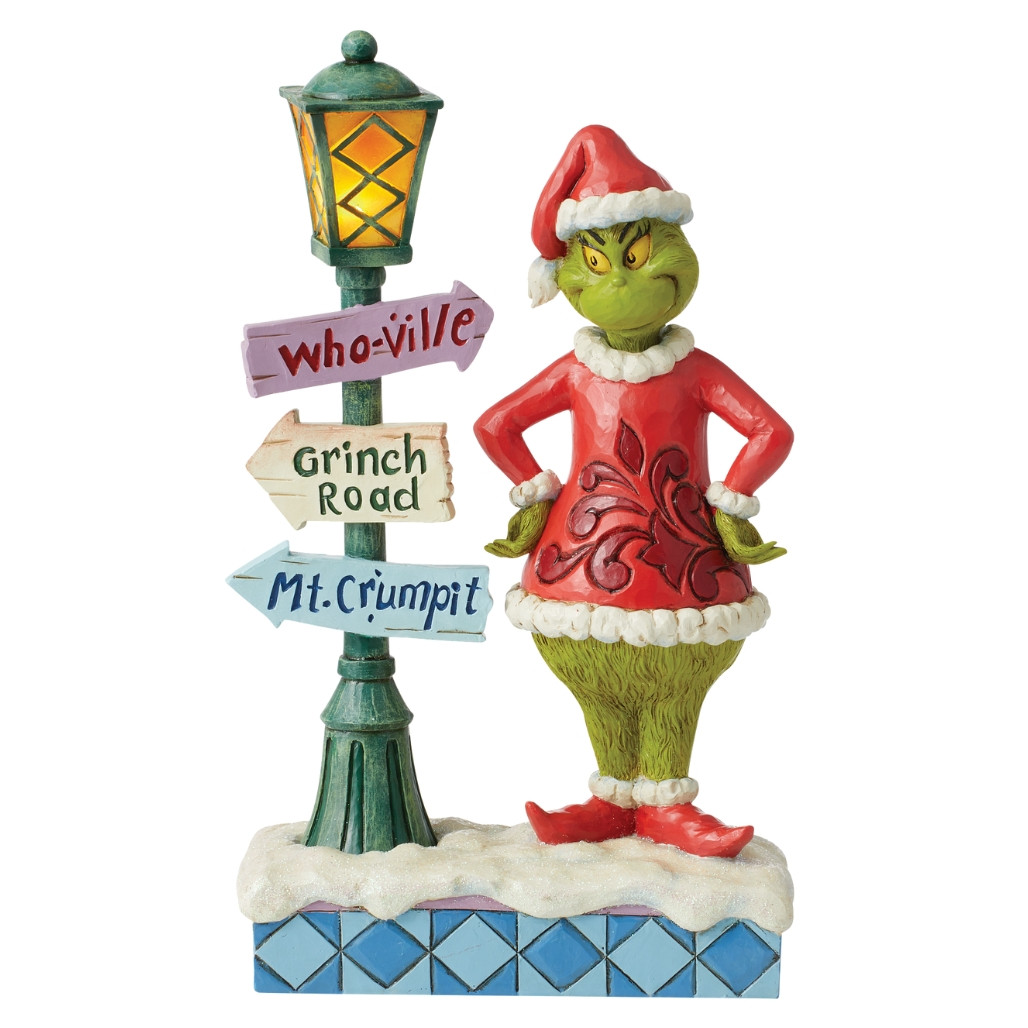 Jim Shore - Dr. Seuss - LED Grinch Next To Lamp Post Figurine