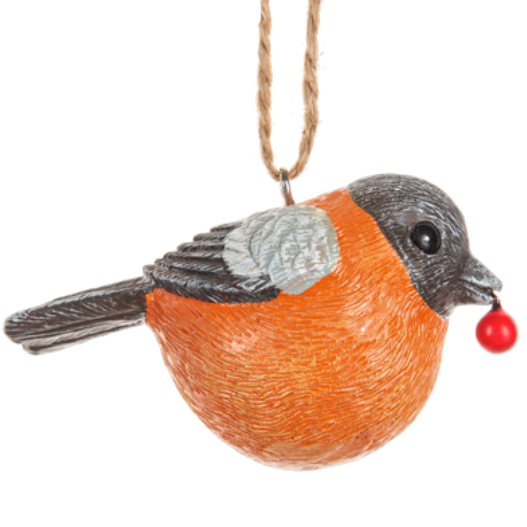 Orange Bird With Berry Ornament