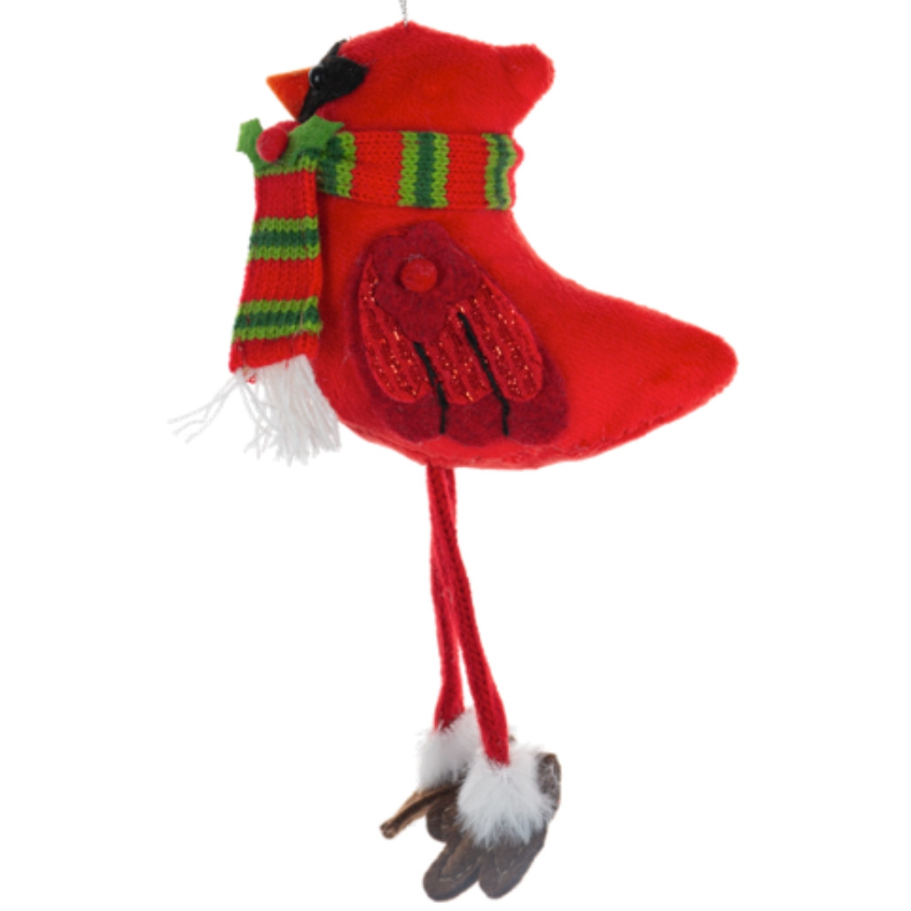 Cardinal Wearing a Red And Green Scarf Shelfsitter