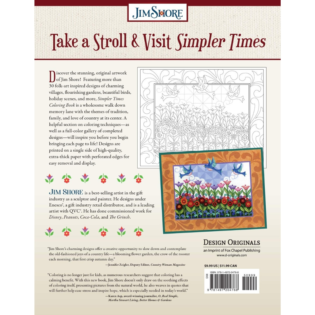 Jim Shore Simpler Times Coloring Book