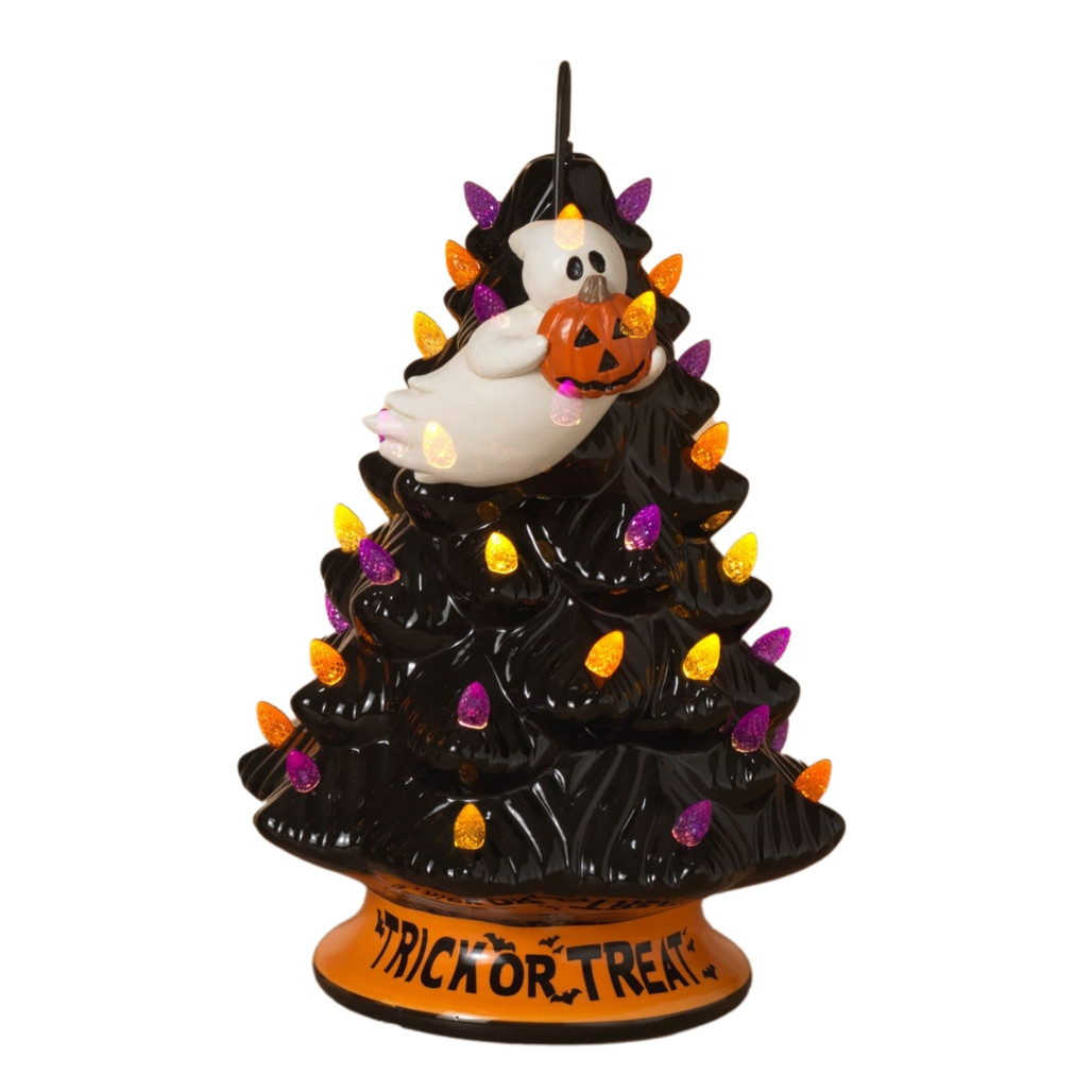 Light Up Halloween Tree with Ghost