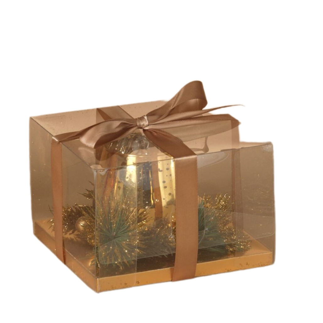 Gold Candleholder w/Pine