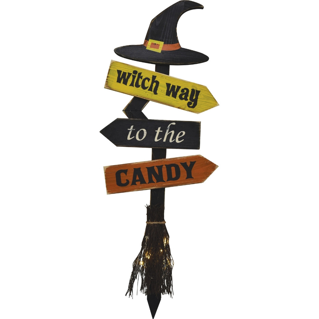 Witch Way To Candy Witches Broom Halloween Sign