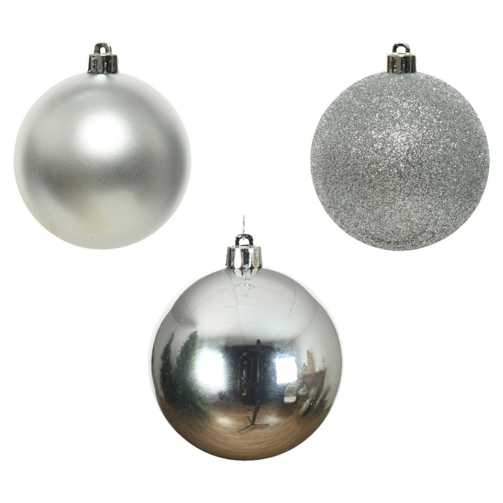 Tube of 10 Silver Shatterproof Ornaments