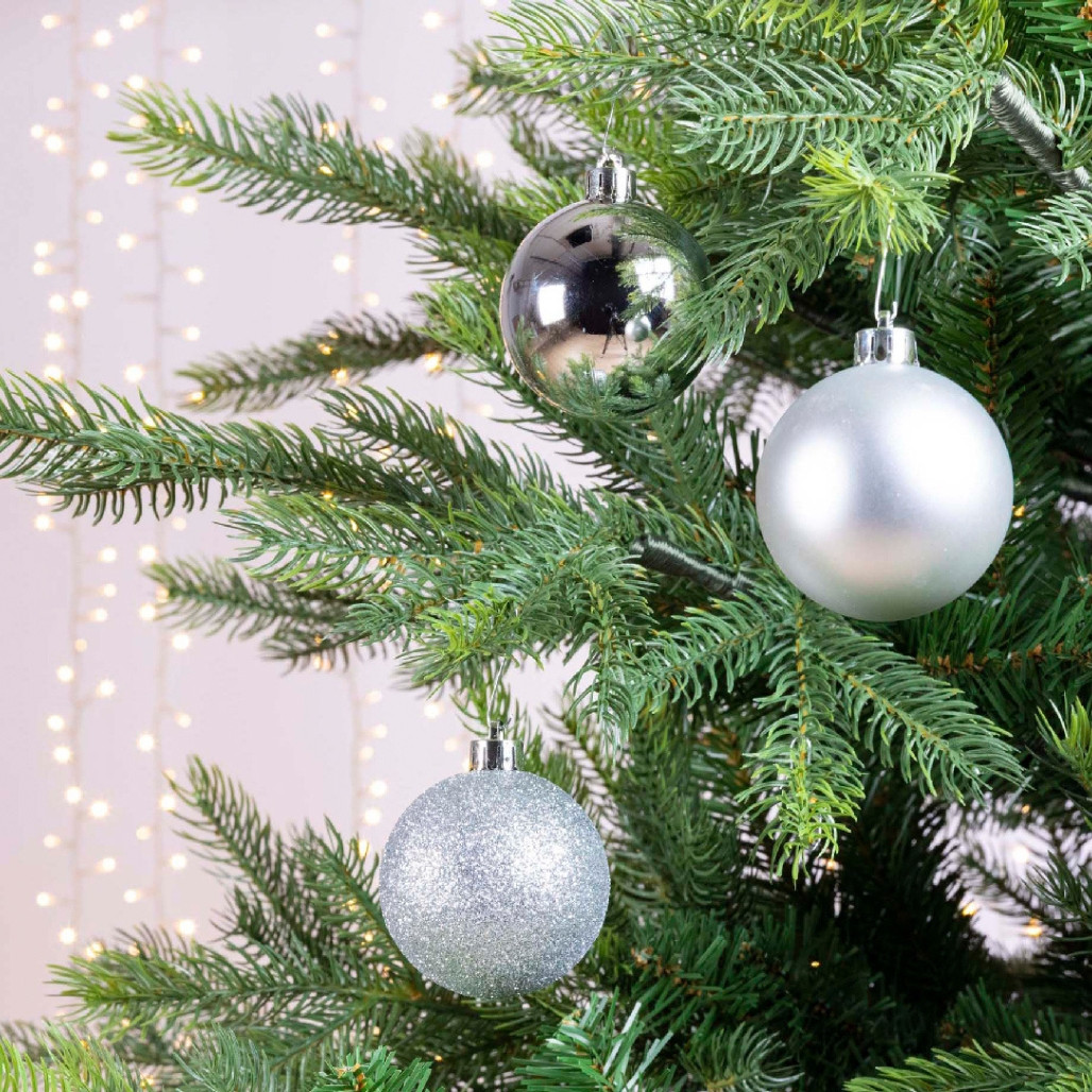 Tube of 10 Silver Shatterproof Ornaments