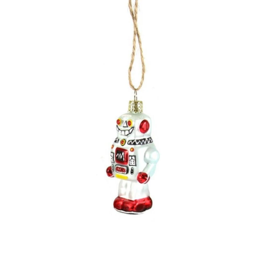 Cody Foster White Tiny Robot Glass Ornament