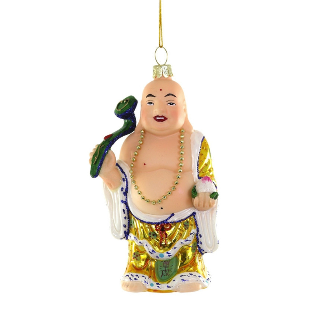 Cody Foster Glass Jolly Buddha Ornament
