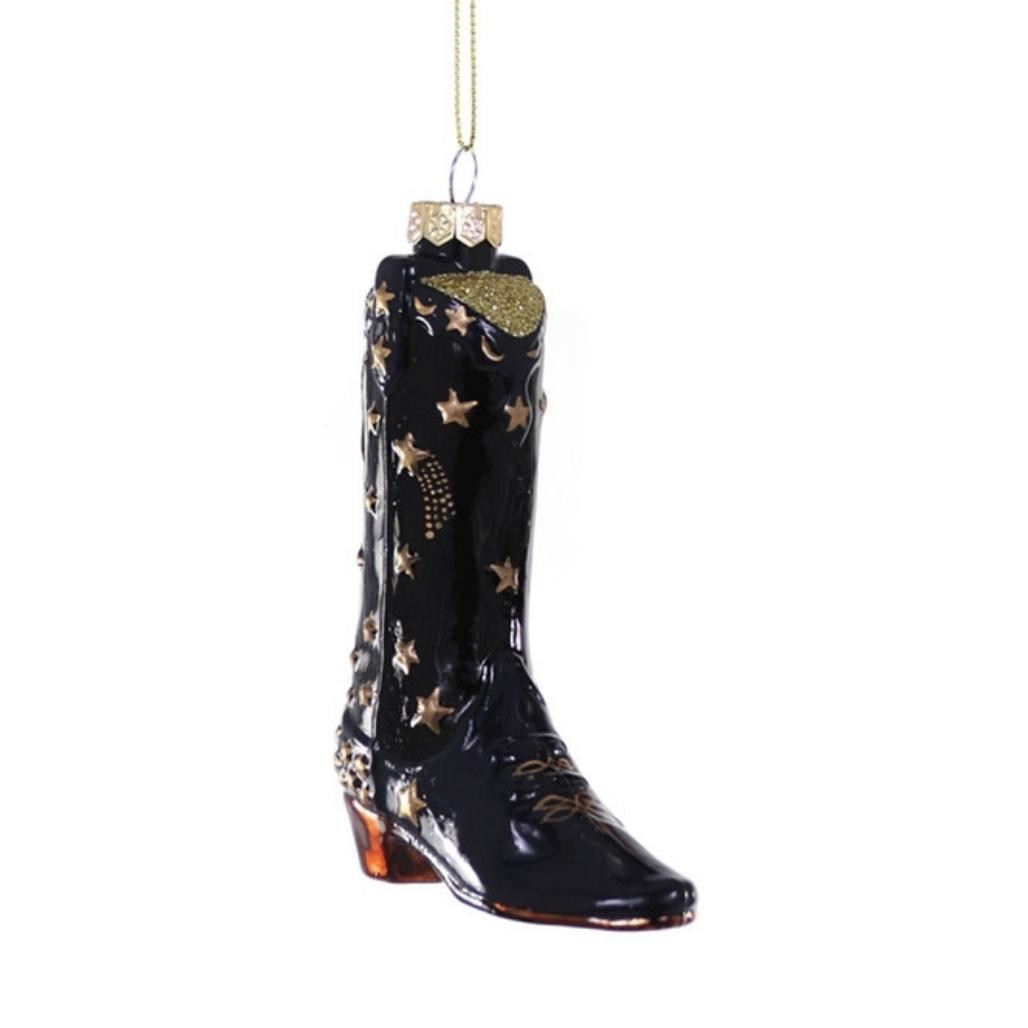Cody Foster Glass Black Cosmic Cowboy Boot Ornament