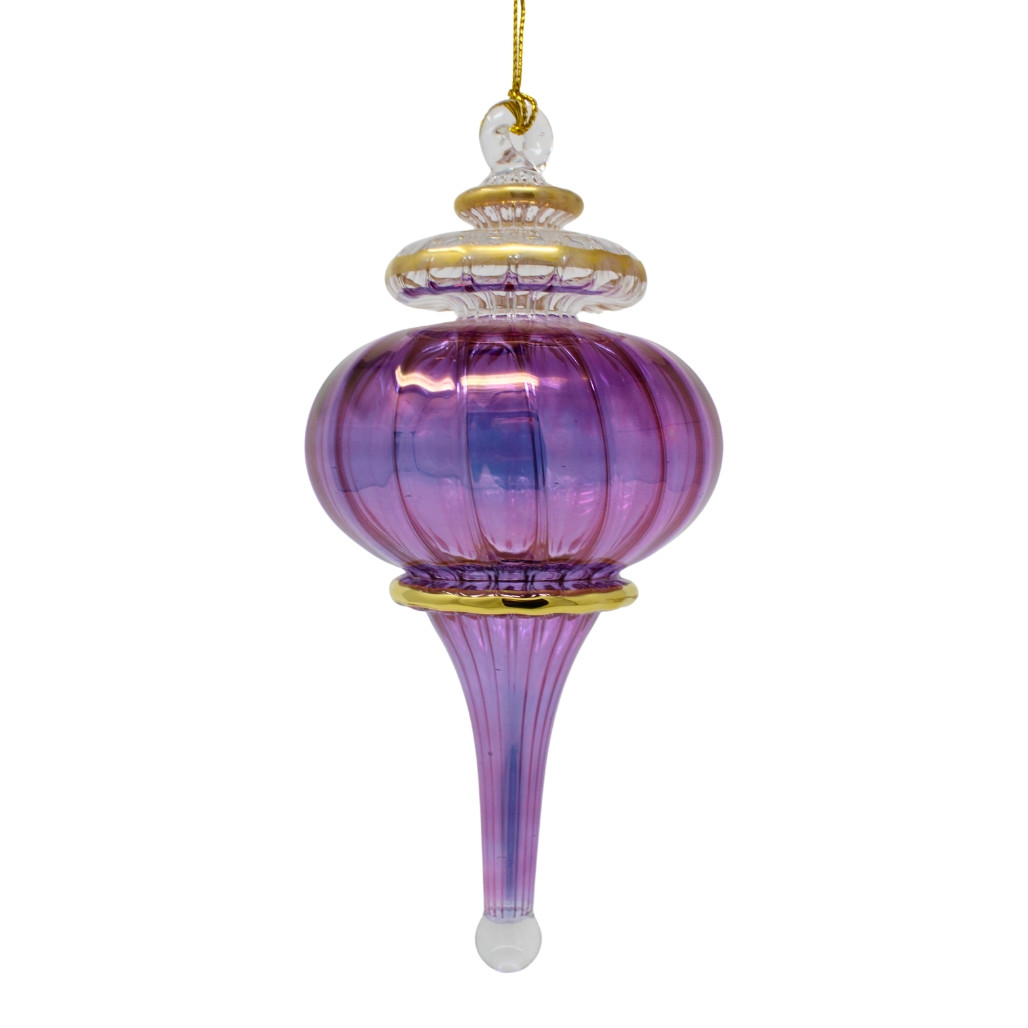 Purple Classy Swirl Sphere Finial Glass Ornament