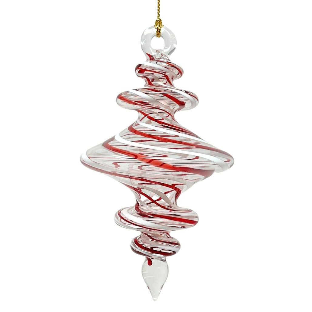 Red and White Stripped Fancy Finial Ornament