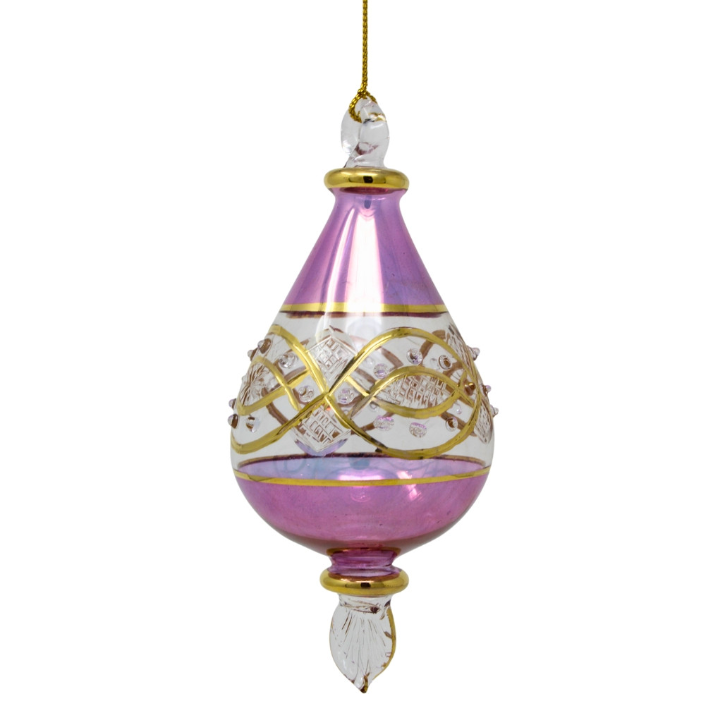 Egyptian Museum Glass Purple Pear Drop Ornament