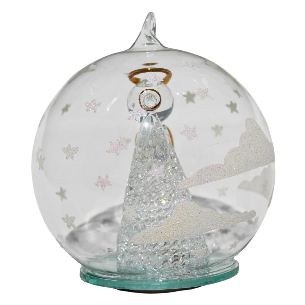 Color Changing LED Angel Blowing Horn Glass Globe