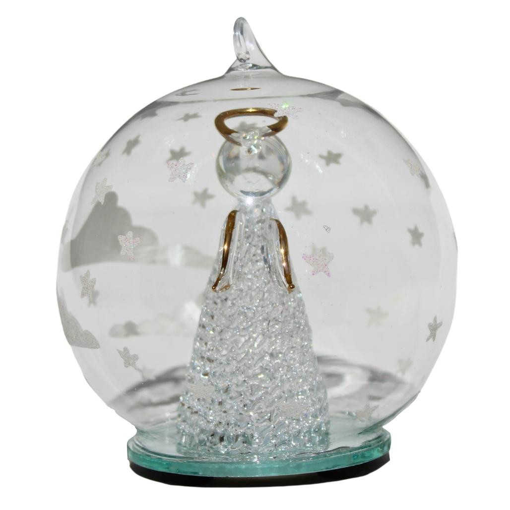 Color Changing LED Angel Blowing Horn Glass Globe