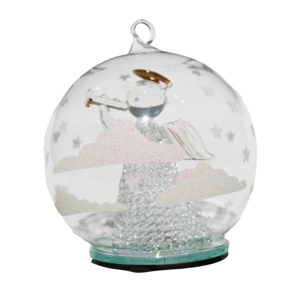 Color Changing LED Angel Blowing Horn Glass Globe