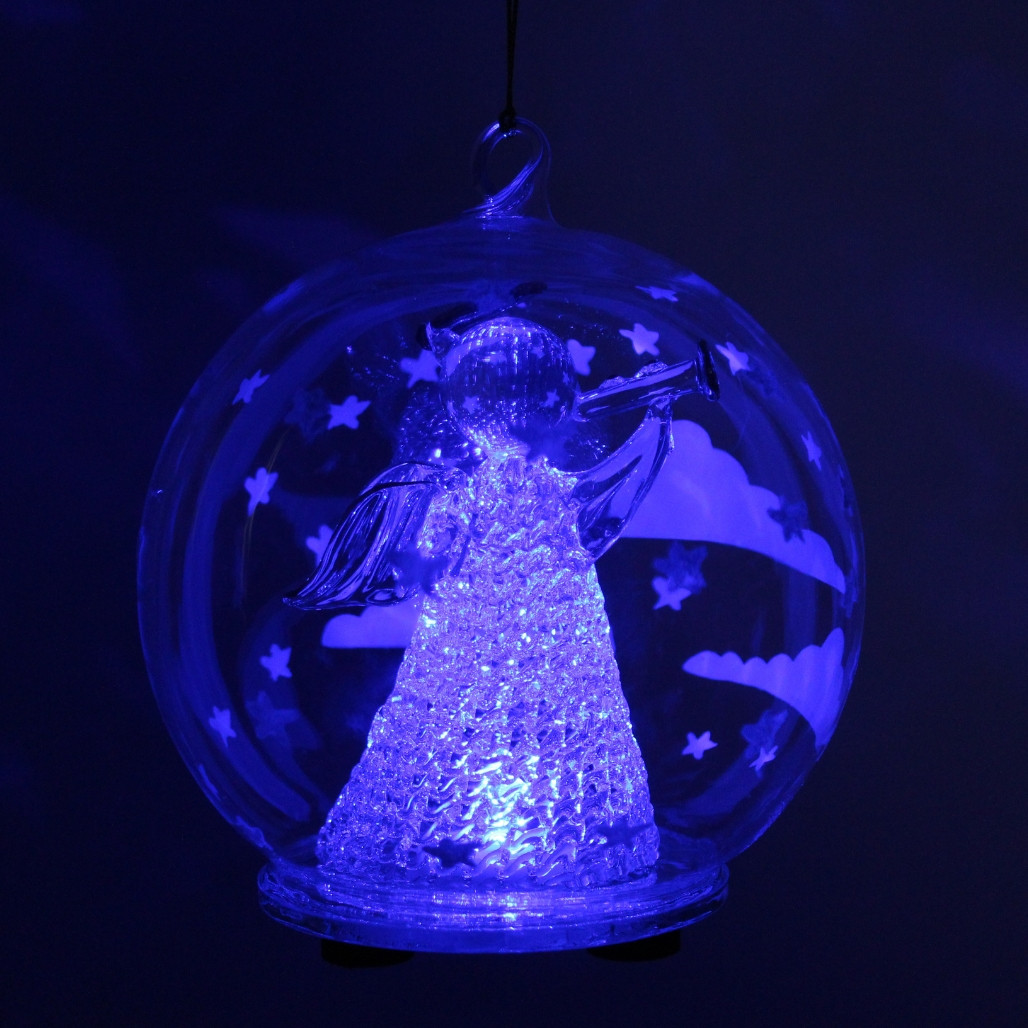 Color Changing LED Angel Blowing Horn Glass Globe