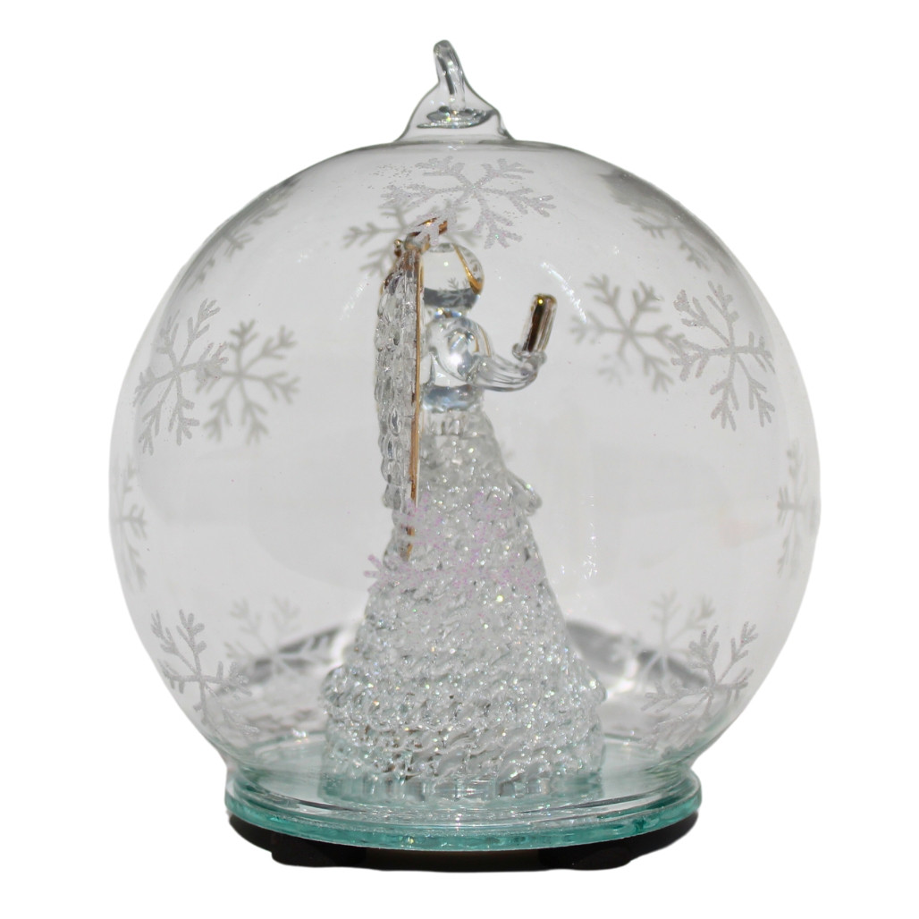 Color Changing LED Angel With Book Glass Globe