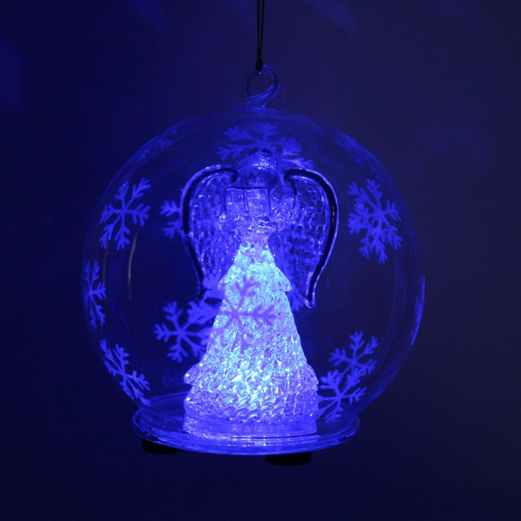 Color Changing LED Angel With Book Glass Globe