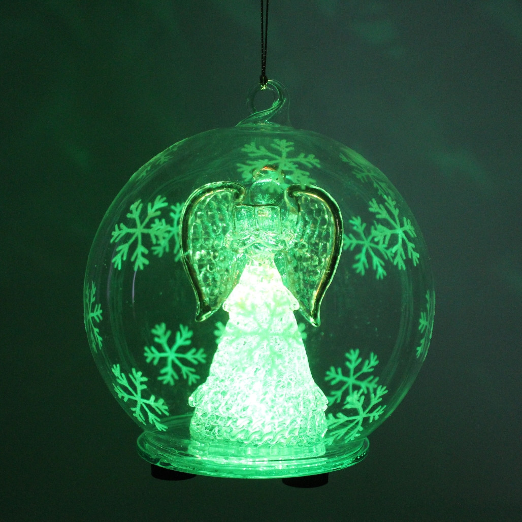 Color Changing LED Angel With Book Glass Globe