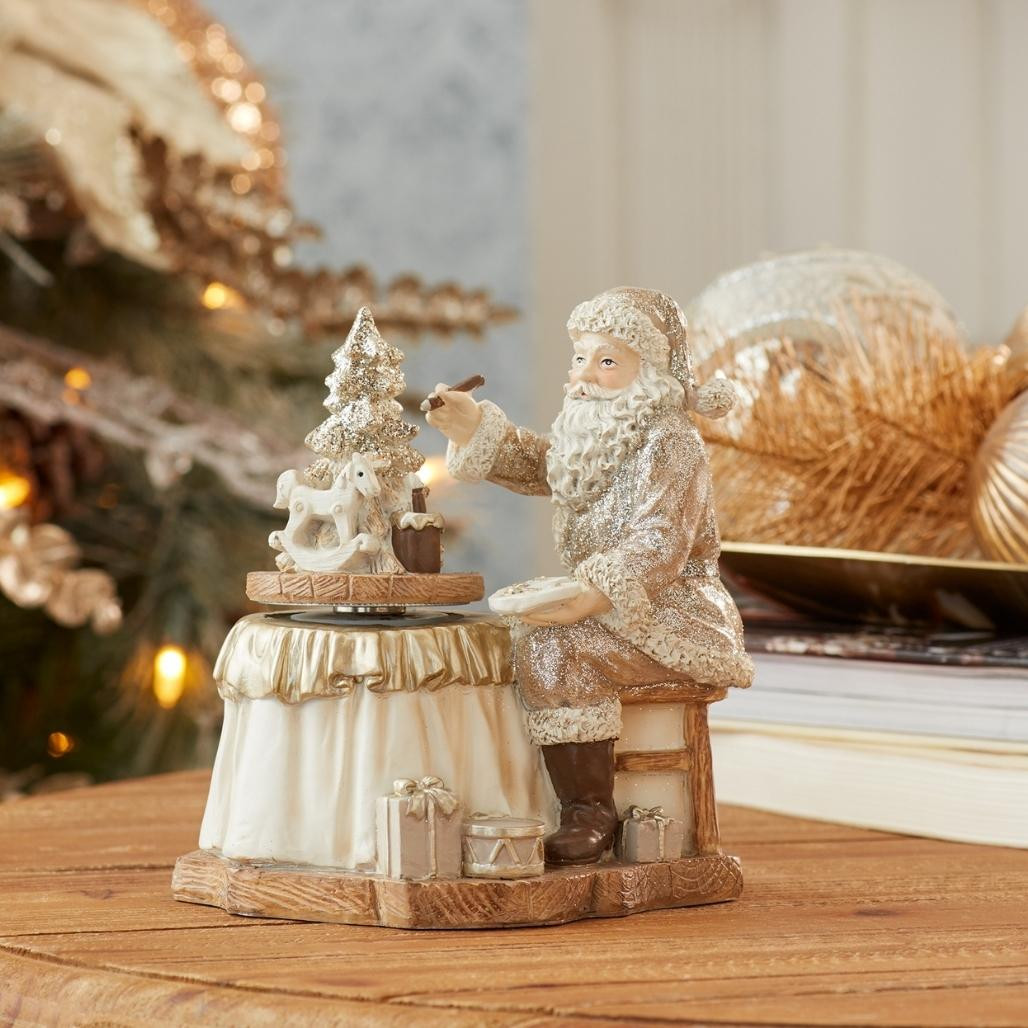 Santa With Paint Brush Resin Figurine