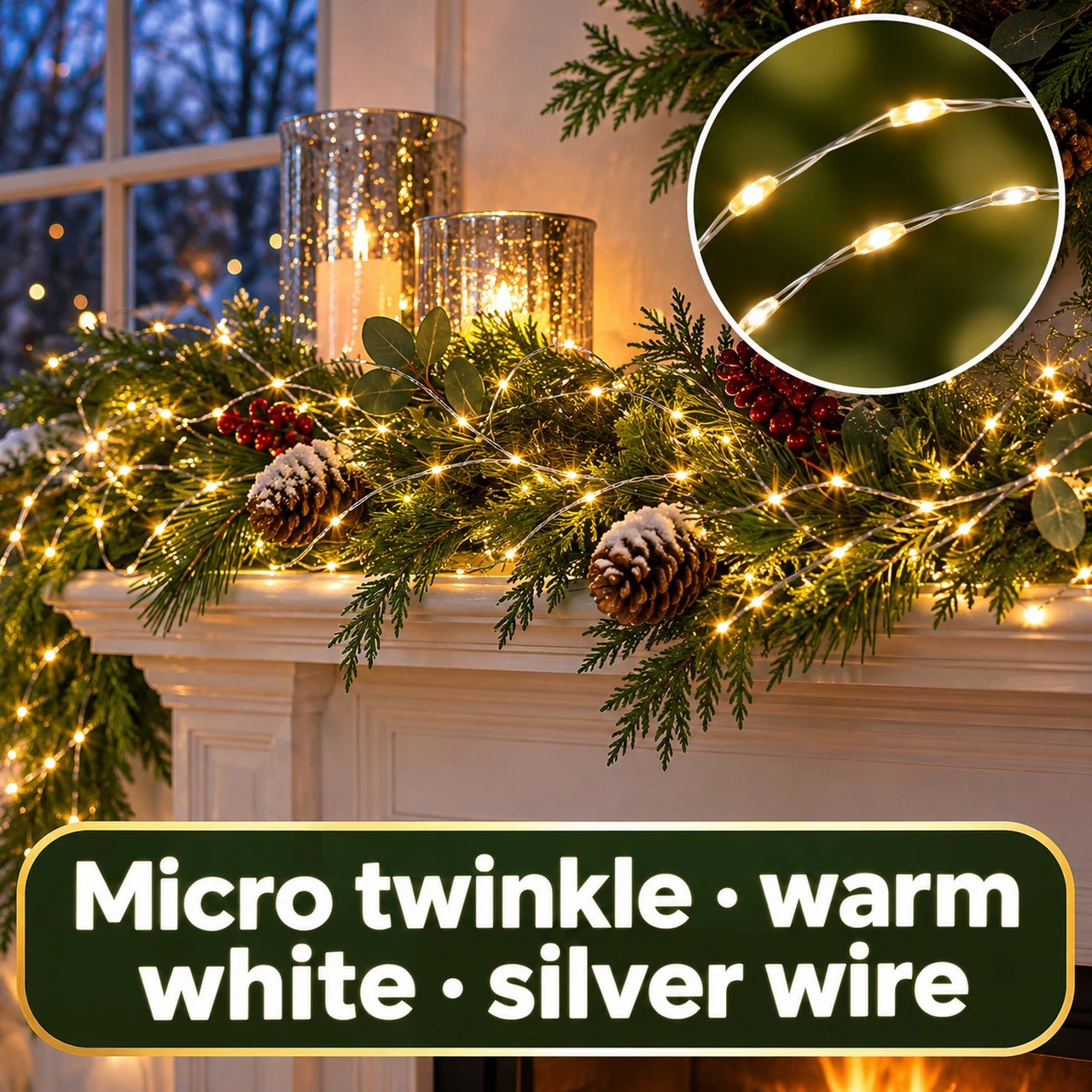 Lumineo 378 Micro LED Warm White Lights Silver Wire