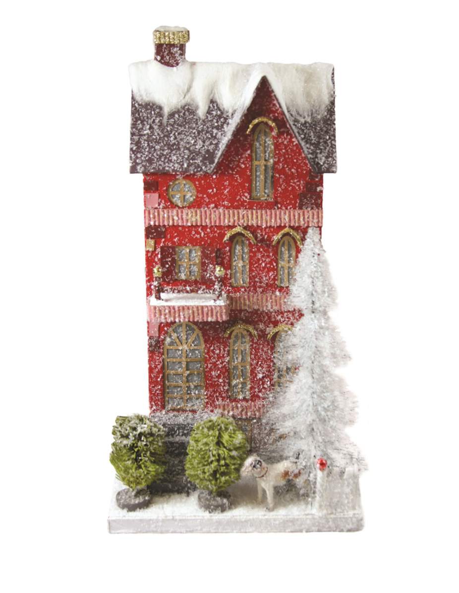 Cody Foster Red Tall City Townhouse - Putz-Style Holiday Village