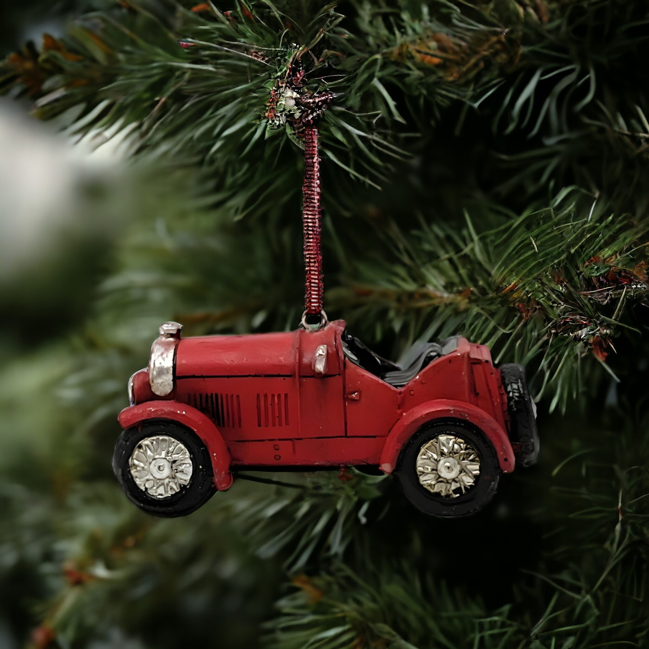 Vintage Red Convertible Hanging Ornament