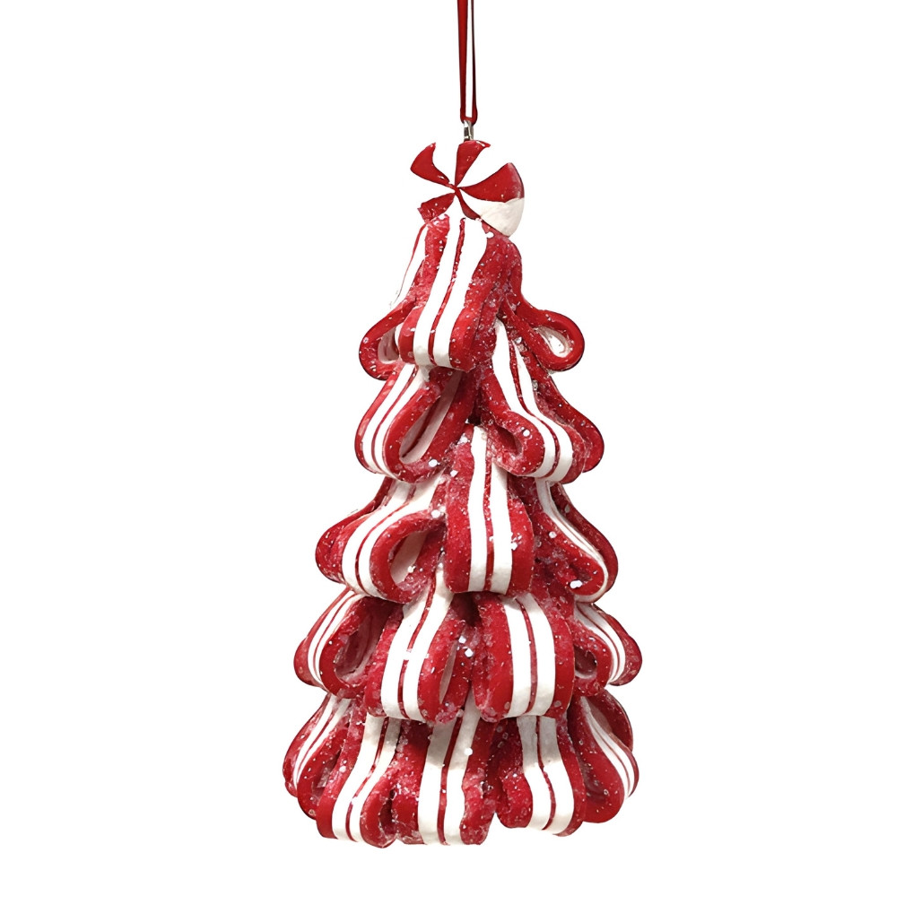 Wide Peppermint Ribbon Candy Striped Tree Ornament