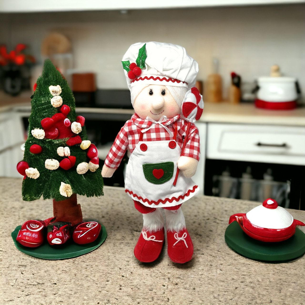 Whimsical Plush Mrs. Claus Chef Stander