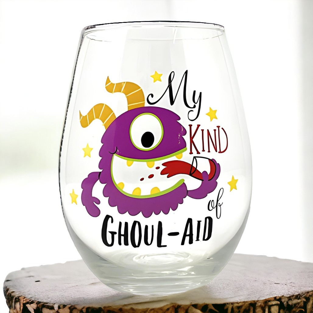 Ghoul Aid Monster 12oz Stemless Wine Glass