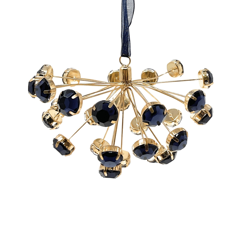 Elegant Gold And Midnight Blue Starburst Ornament