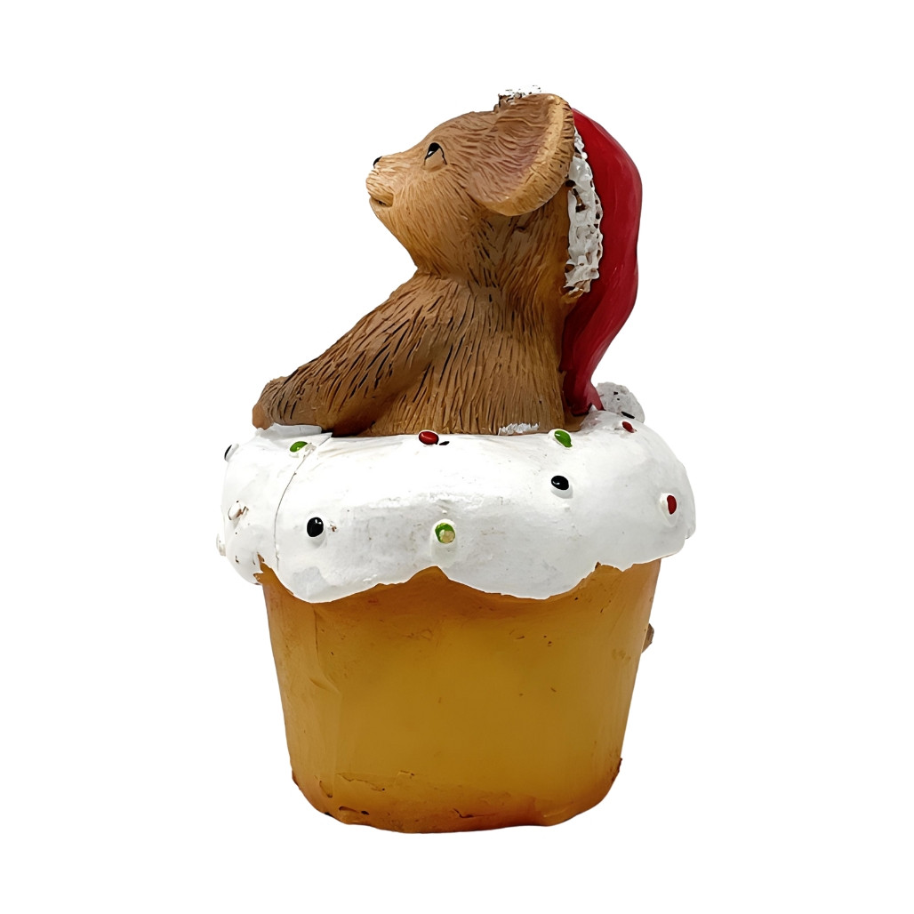 Christmas Mouse Cupcake Figurine, 3.3in, Polyresin