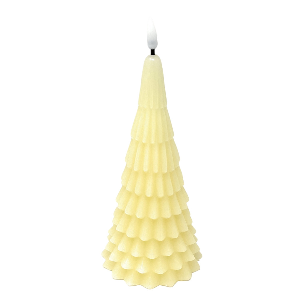 Lumineo 8" Cream Wax Tree Candle - Battery Operated, Timer