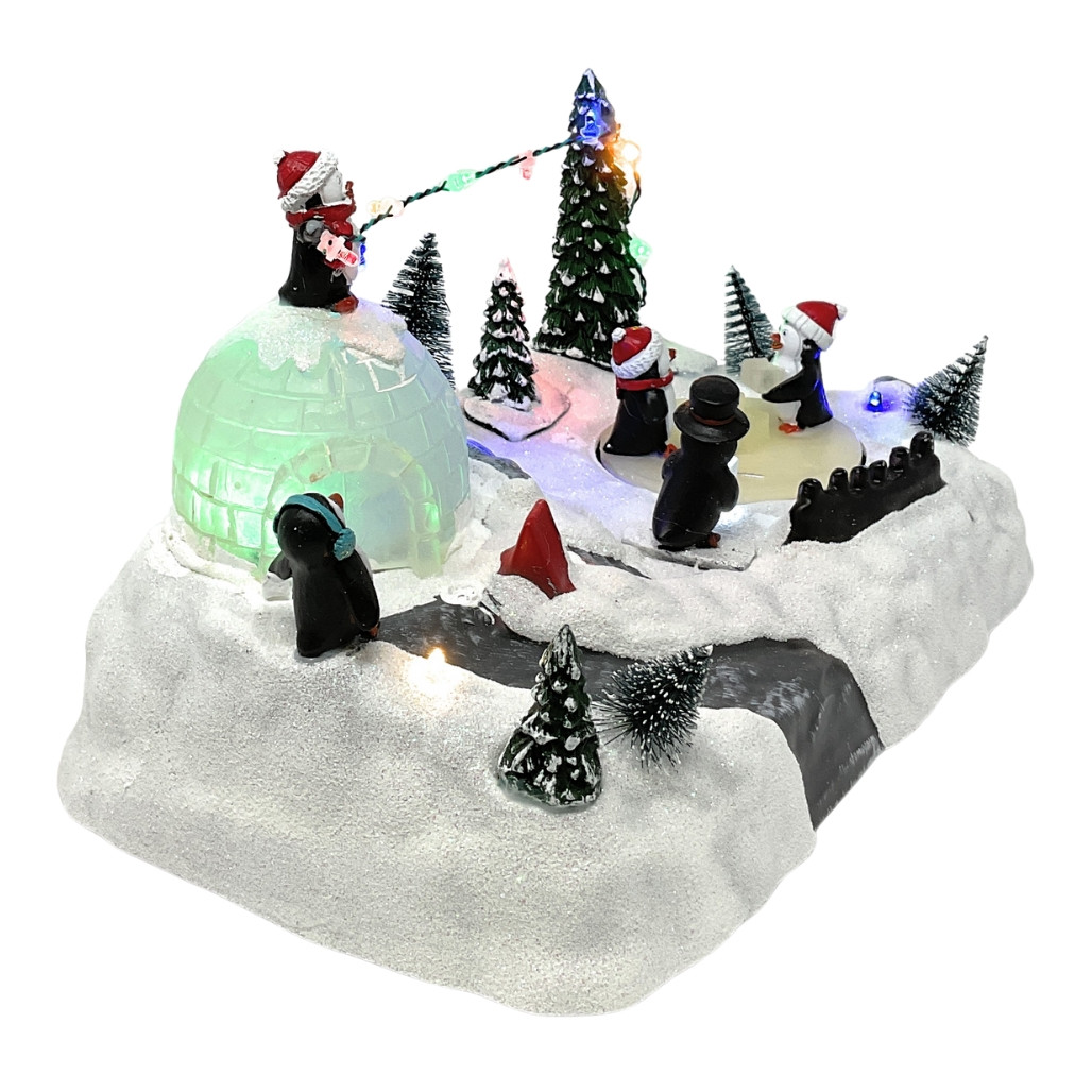 Lumineo Animated Penguins Play Scene - 10.5" Lights & Motion