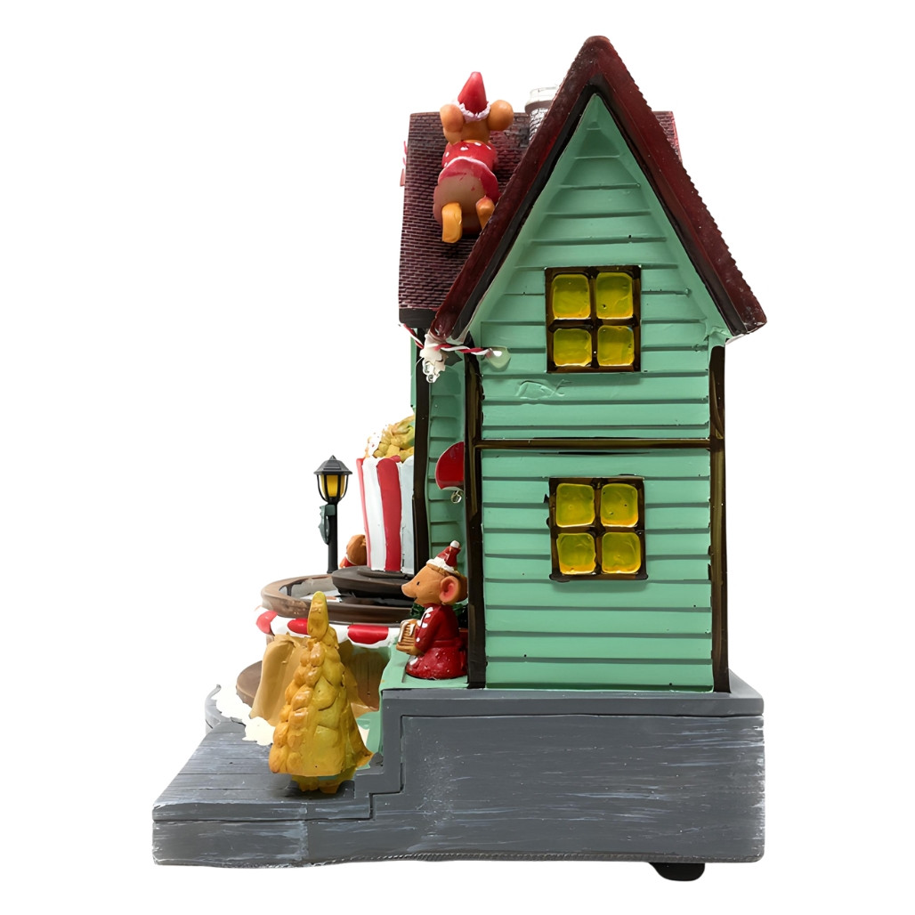 Lumineo Animated Mouse Bakery Building - 10” with Sweets Rotation