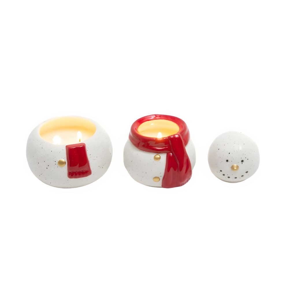 8" Festive Ceramic Snowman Wax Jar with Scarf