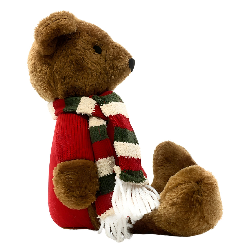 Cozy Festive Plush Bear with Red Sweater - 13 Inches