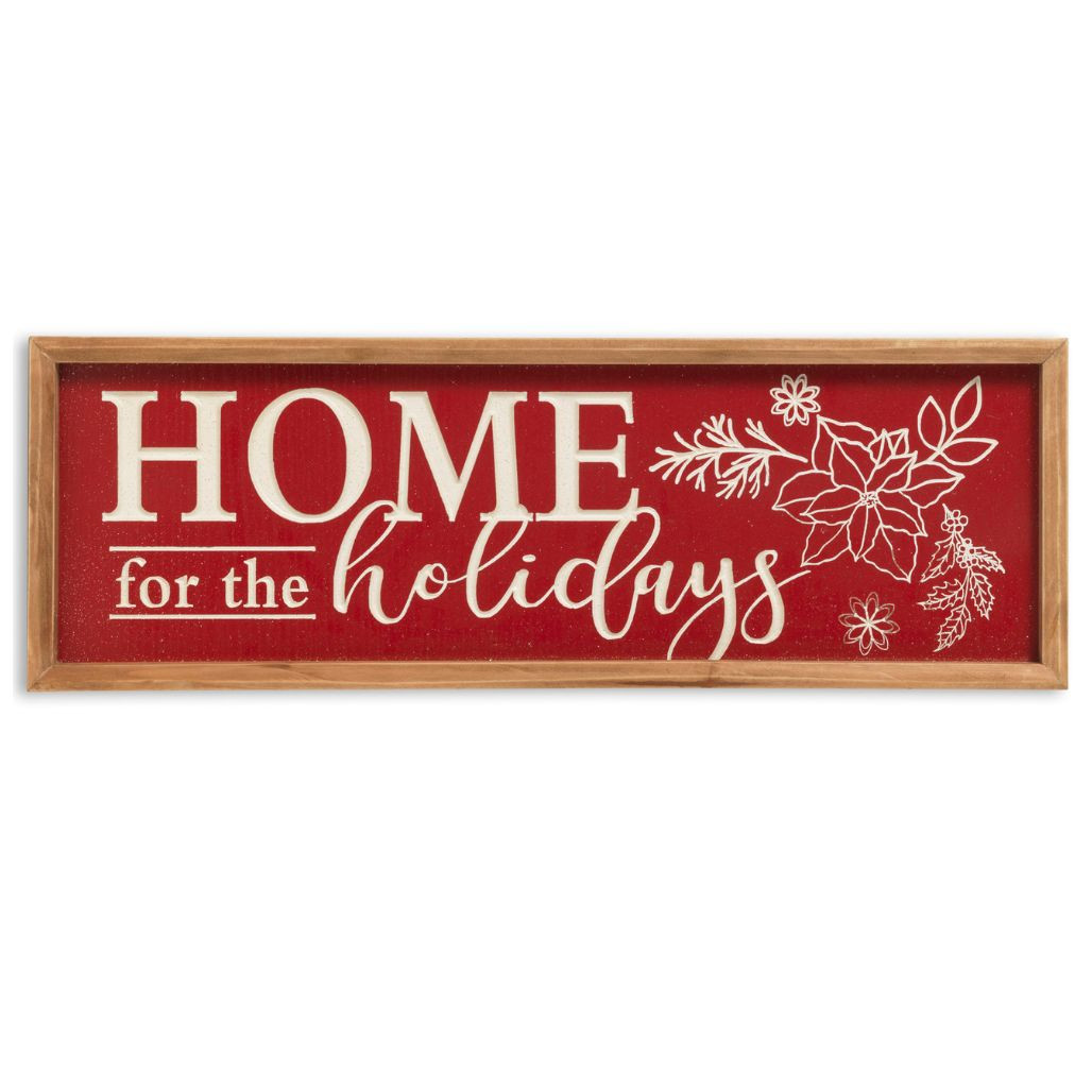 23" 'Home for the Holidays' Engraved Red Wall Sign