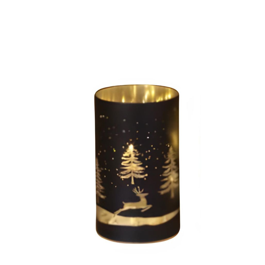 Small Winter Wonderland Navy Blue Glass Luminary