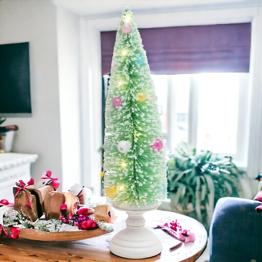 15.5 Inch Green Lit Holiday Tree B/O