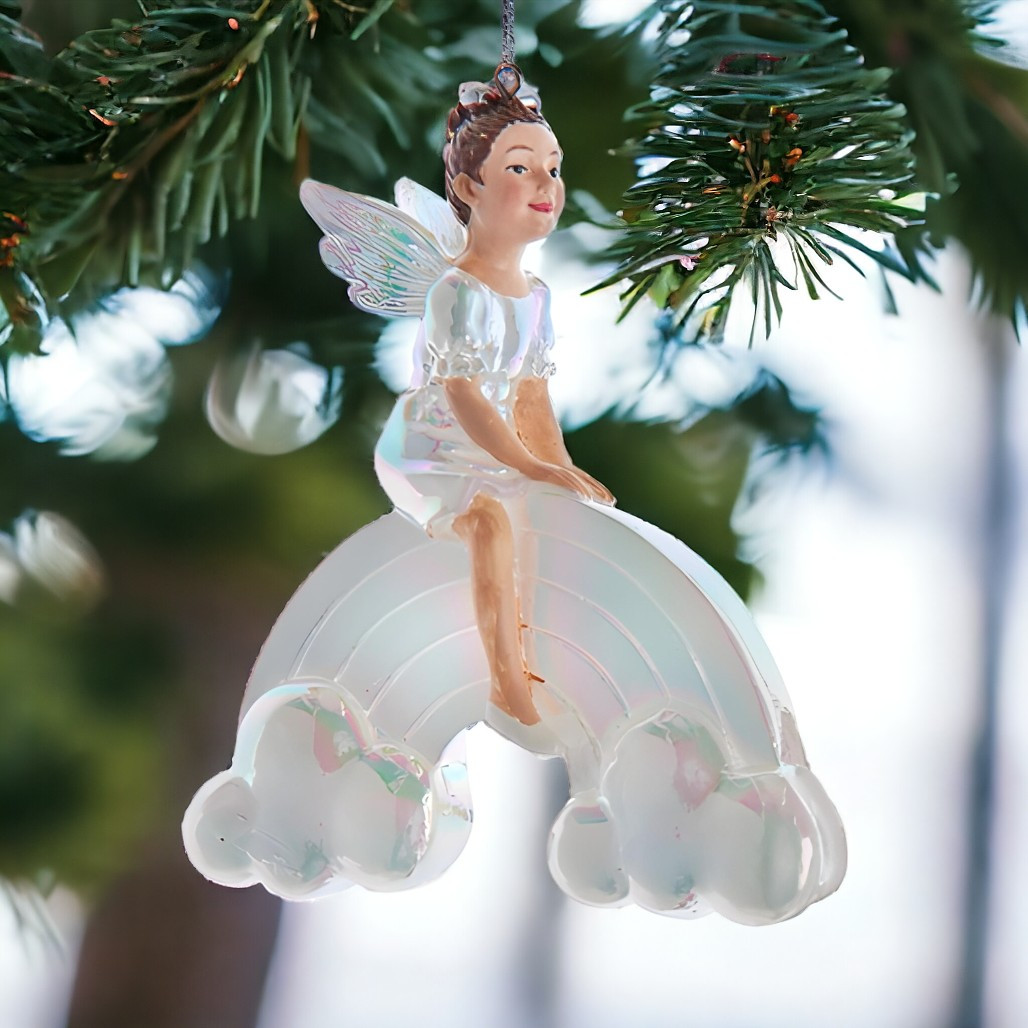 Opalescent Fairy Rainbow Ornament, 4in Resin, Kurt Adler E0938