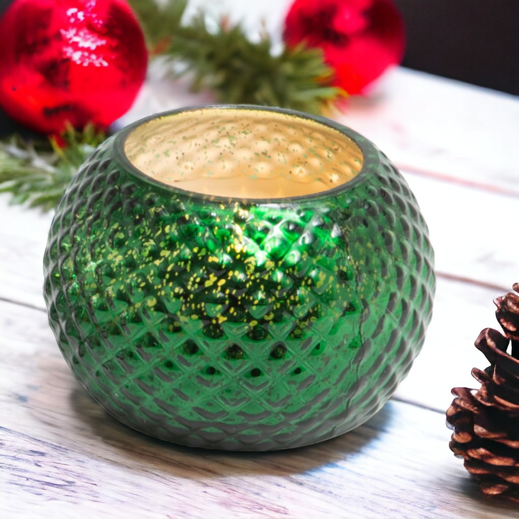 Green Mercury Glass Votive Candle - Enchanted Glow