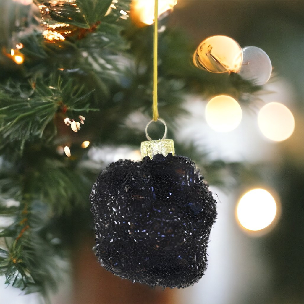 Glittery Black Truffle Christmas Ornament