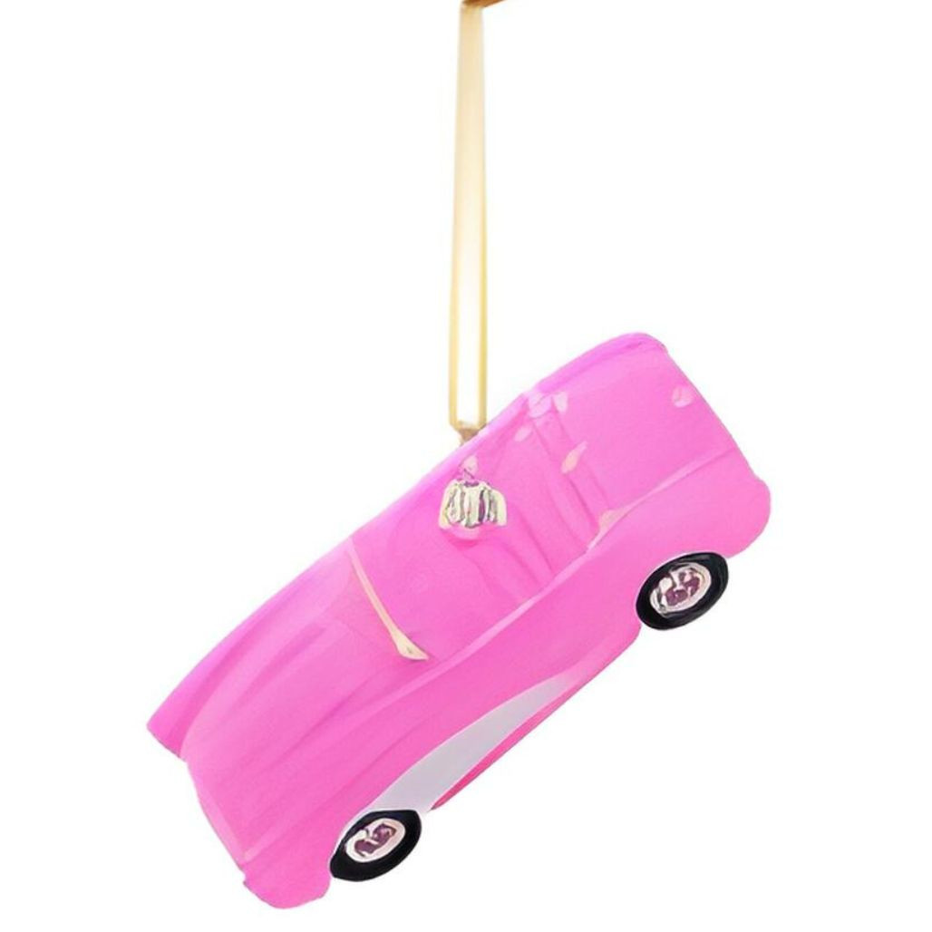Retro Pink Barbie Convertible Car Ornament