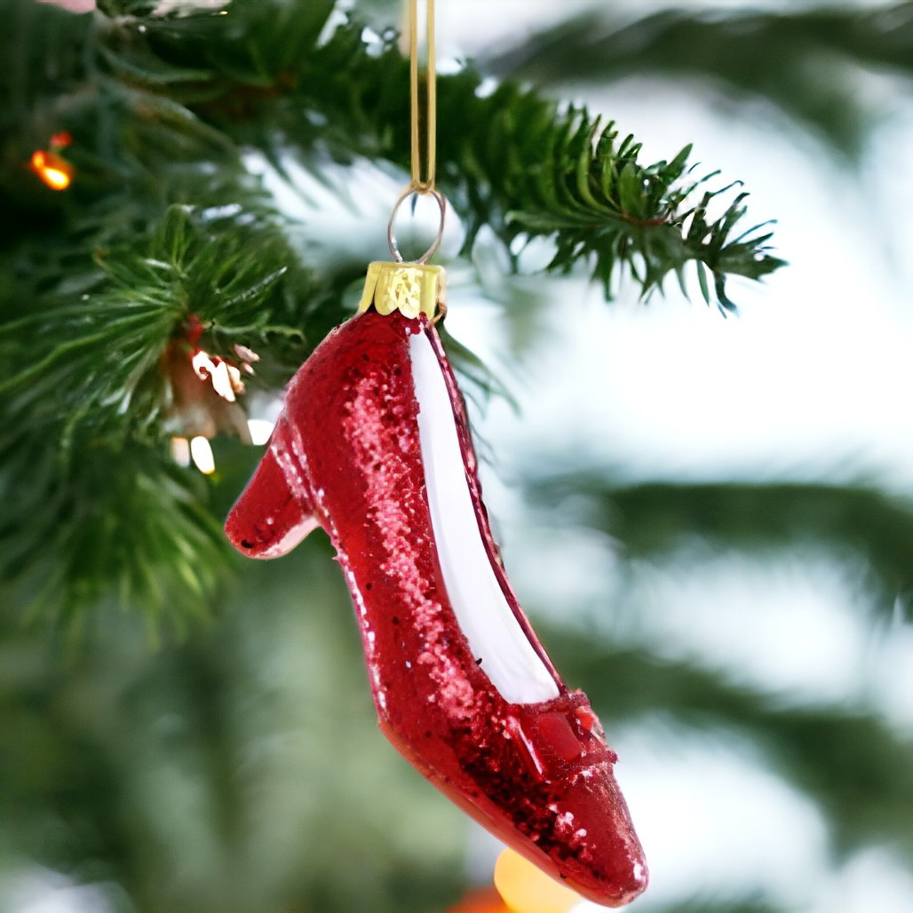 Sparkling Ruby Red Slipper Christmas Ornament